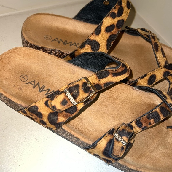 Anna Leopard Print Slider Sandals - Picture 2 of 5